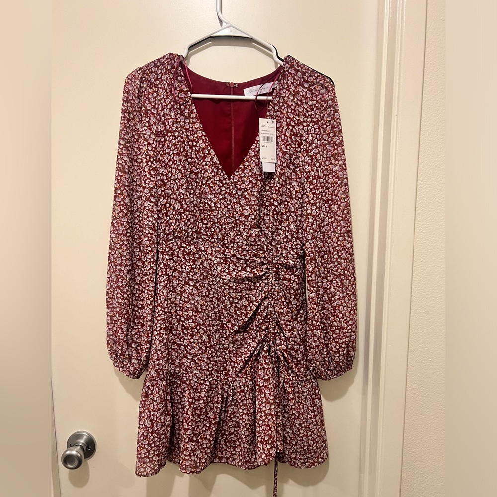 Burgundy floral mini dress